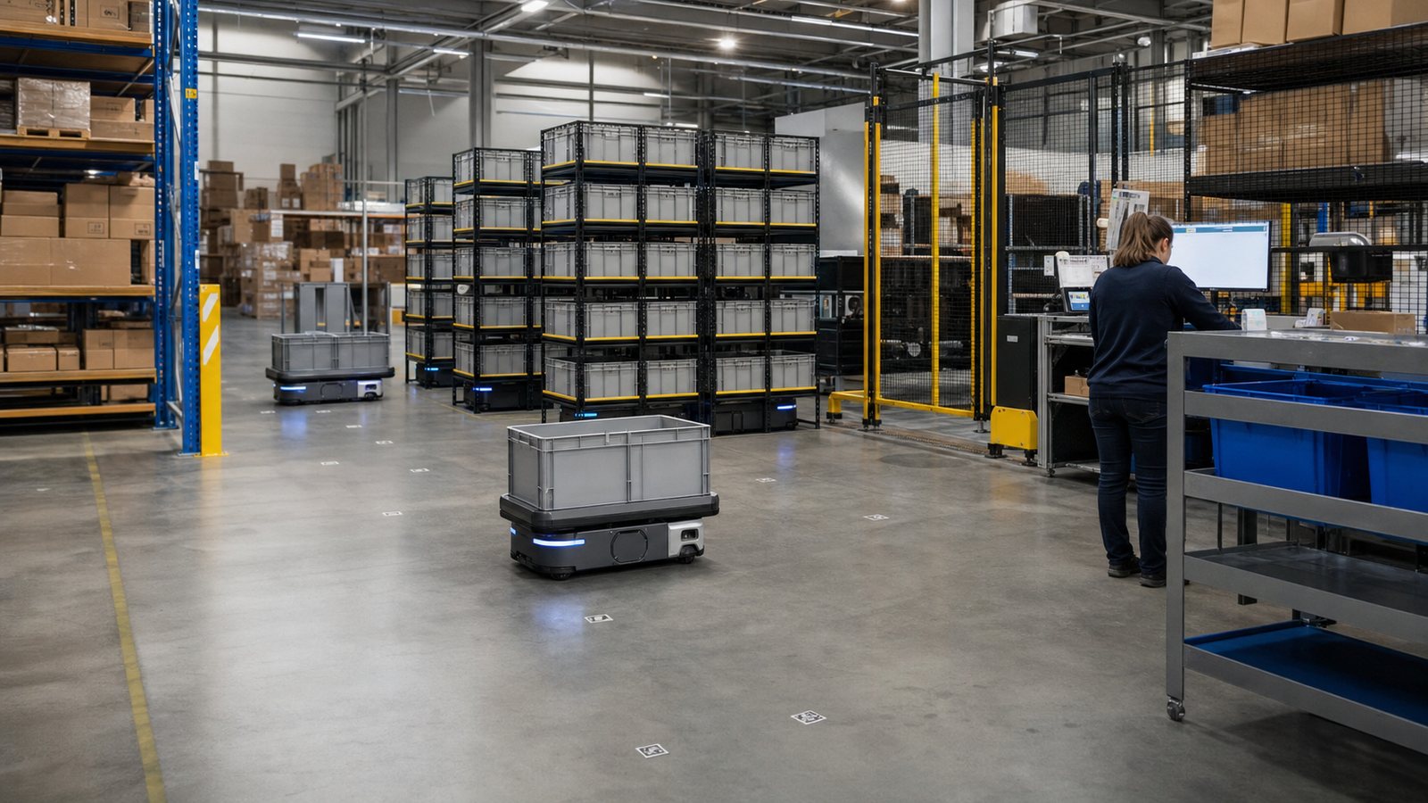 Документальная промышленная фотография по теме «КЕЙС 2: AMR на складе e-commerce»; иллюстрация к материалу «кейс 2: amr на складе e-commerce»